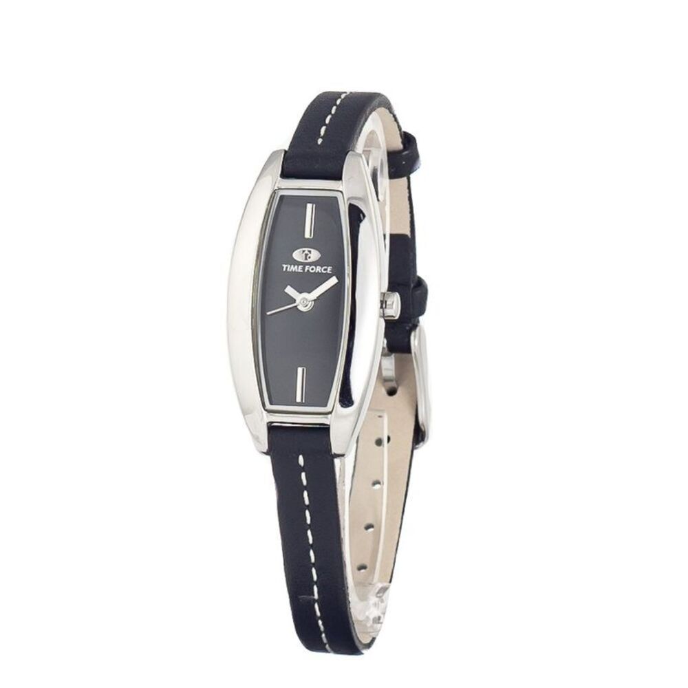 Time Force Wristwatch Leather Strap Women Black Watches